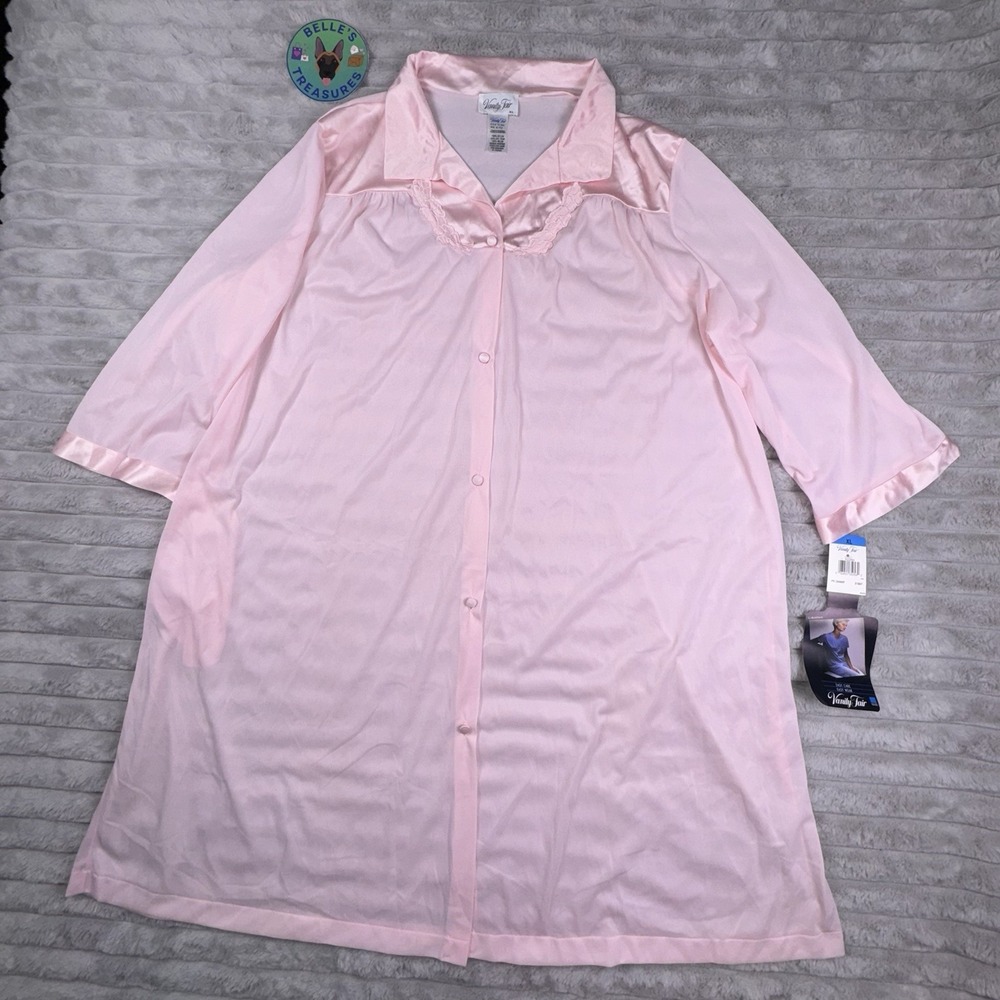 VTG Vanity Fair Pink Champagne Button Up Night Gown Robe NWT Deadstock USA Made - Picture 2 of 9